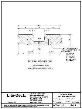 LiteDeck SRS Steel Rib System ICF Concrete Deck Forming 24 inch Technical Details Drawing